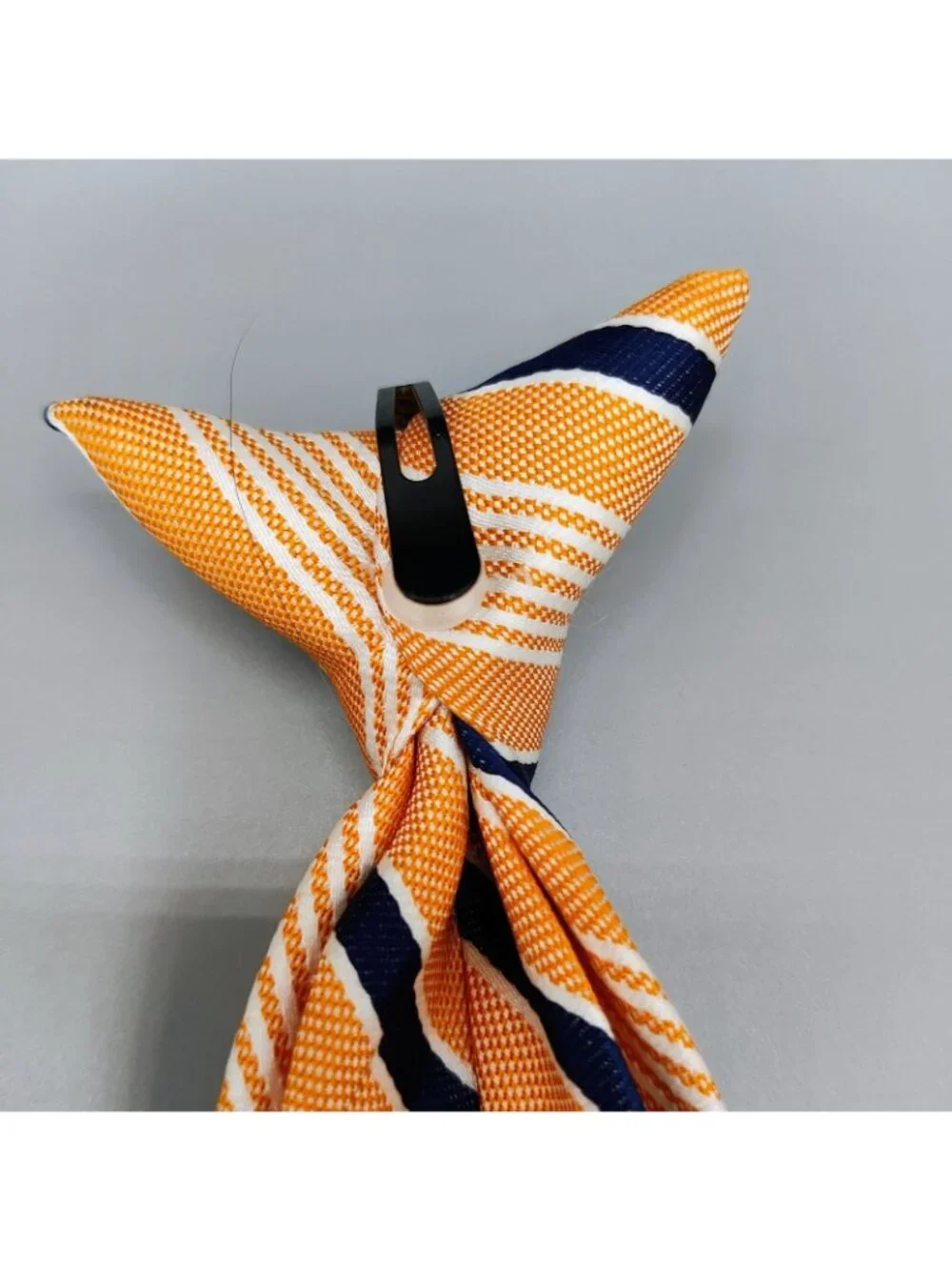 Unbranded Boys Orange, White, and Blue Striped Regimental Clip-on Tie (Ages 2-5)